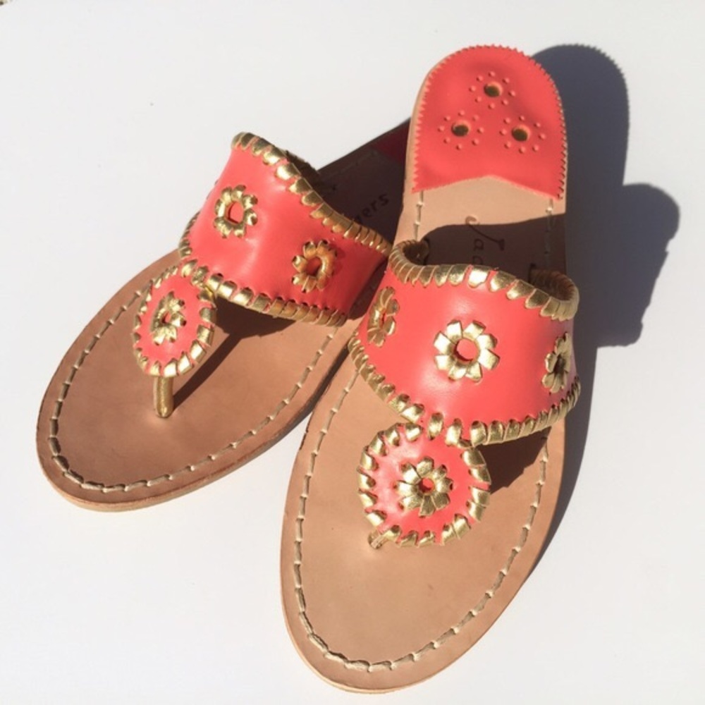 Jack Rogers Coral & Gold Navajo Sandals